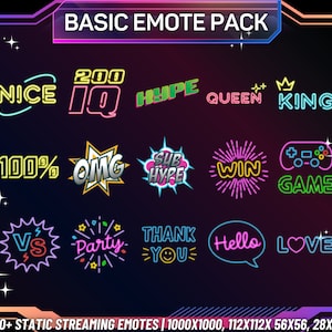 60+ Basic Twitch Emotes | Emote Pack for Streamers | Retro Stream Emotes | 80s vibes | Streaming Emotes | Basic Emote Pack | Ready To Use