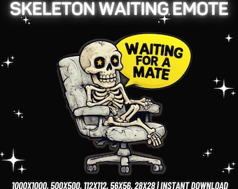 Skeleton Waiting Emote | Funny Streamer Emote (Instant PNG Download)