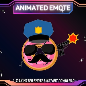 Animated Emote Donut Cop | Twitch Emote | Kick Emote | Discord Emote | Youtube Emote | Streaming Animated Emote | Instant Download