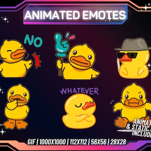 Animated Twitch Emotes, Duck Emote Pack, Cute Duck Emotes, Funny Duck Emotes, Animal Emotes, Twitch Emotes, Animated emotes, Discord Emotes