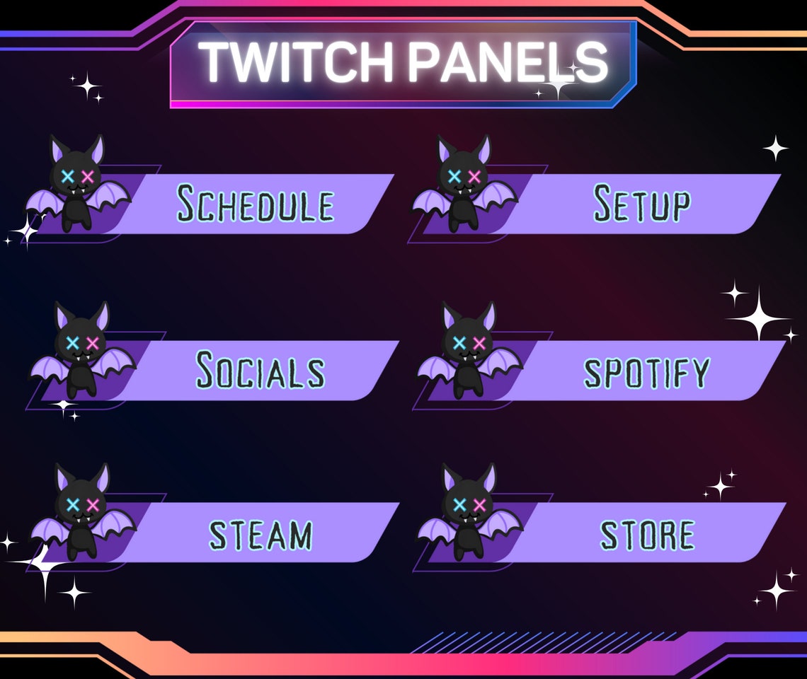 30 X Cute Bat Twitch Panels | Stream Panels | Twitch Panels | Ready to ...