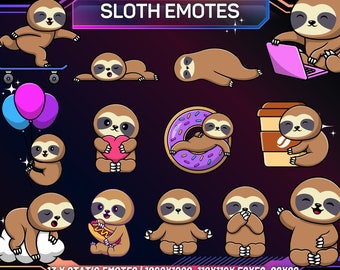 Twitch Emote Pack | 13 Cute Sloth Emotes | Twitch Emotes | Kick Emotes | Discord Emotes | Youtube Emotes | Sloth Emotes | Funny Sloth Emotes