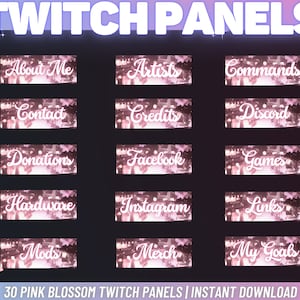 30 x Pink Blossom Twitch Panels | Streaming Panels | Twitch | Kick | Sakura | Basic Stream Panels | Instant Download | Streamers About Me