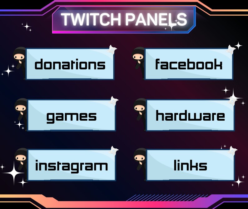 30 X Cute Ninja Twitch Panels | Stream Panels | Twitch Panels | Ready ...