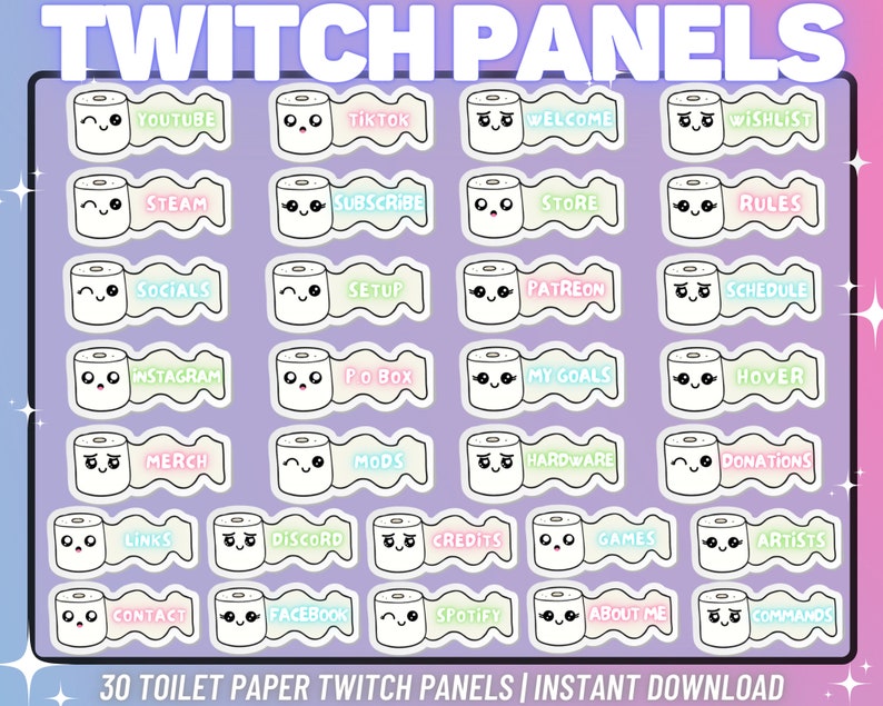 30 X Cute Toilet Paper Twitch Panels Twitch Panels Twitch - Etsy