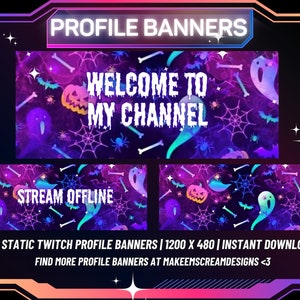 Neon Ghost Twitch Banners, Scary Twitch Banners, Halloween Profile Banners, Neon Profile Banners, Halloween Twitch Banners, Ghost Banners