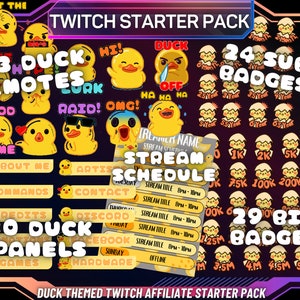 Twitch Affiliate Starter Pack, Twitch Emotes, Duck Emotes, Twitch Badges, Twitch Panels, Twitch Megapack, Duck Twitch Emotes, Cute Duck Pack