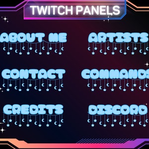 30 x Blue Star & Moon Twitch Panels | Streaming Panels | Sky Themed Panels |  Basic Stream Panels | Instant Download | Streamers About Me
