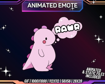 Animated Dancing Dinosaur Twitch Emote, Rawr (Instant Download)