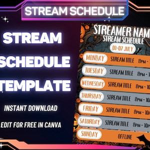 STREAM SCHEDULE Template | Halloween Stream Schedule | Social Media Stream Schedule | Streaming Schedule | Spooky Stream Schedule Template