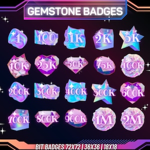 20 x Gemstone Twitch Bit Badges | Twitch Tier Badges | Gemstone Tier Badges | Gemstone Twitch Badges | Twitch Badges | Twitch Emotes
