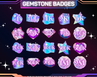 20 x Gemstone Twitch Bit Badges | Twitch Tier Badges | Gemstone Tier Badges | Gemstone Twitch Badges | Twitch Badges | Twitch Emotes