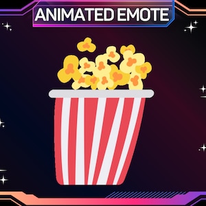 Animated Twitch Emote, Popcorn Emote, Bouncing Popcorn Emote, Twitch Emote, PNG, Transparent Background, Streaming Emote, Instant Download