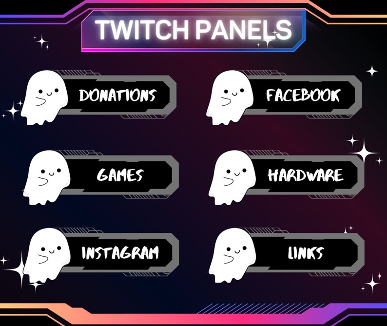 30 X Cute Ghost Twitch Panels | Stream Panels | Twitch Panels | Ready ...
