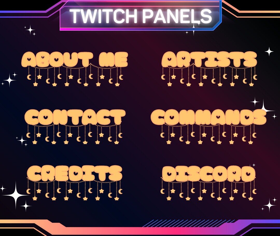 30 X Orange Star & Moon Twitch Panels | Streaming Panels | Sky Themed ...