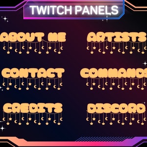 Orange Sterne & Mond Twitch Panels | Sky Themed, 30er Pack (Instant Download)