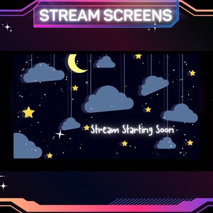 5 x ANIMATED Night Sky Stream Screens | Starting Soon | Be Right Back | Stream Offline | Streamer Screens | Twitch Stream Screens