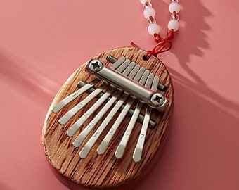 Mini 8 Keys Kalimba Thumb Piano Finger Keyboard Musical Toy Gift with Lanyard Chain