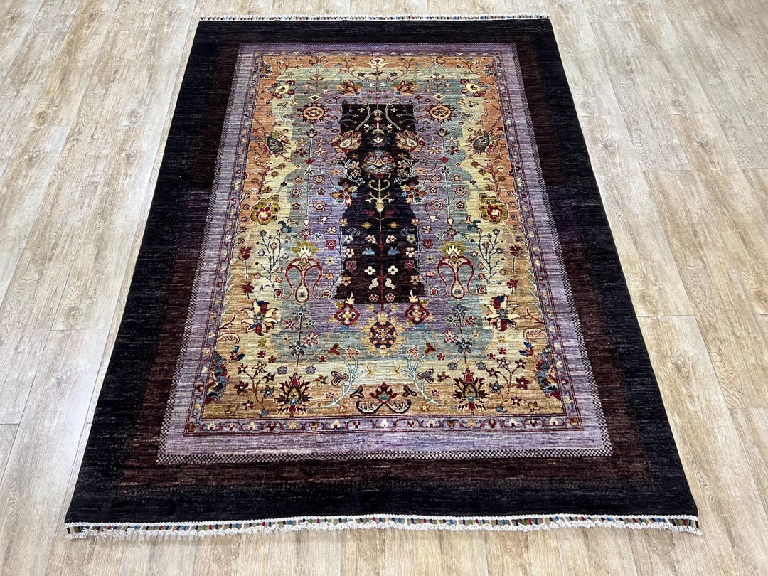 Handwoven Modern Sultani Rug: 6x8ft Natural Wool Rug, Hand Knotted in ...