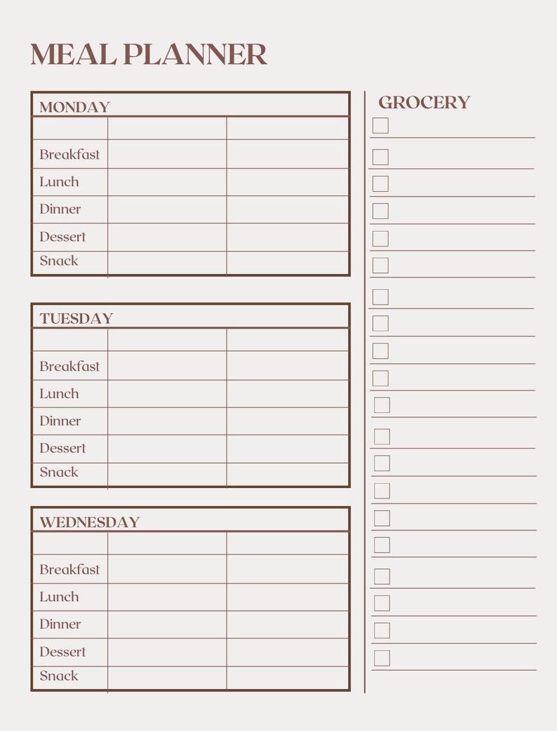 Meal Planner Weekly Meal Planning Guide for 2 People Digital Download ...