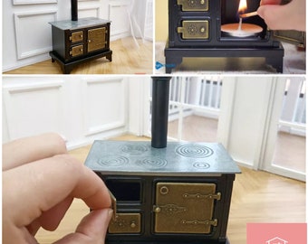 Echt miniatuur koken 1:12 metalen fornuis kan echt klein voedsel voor je koken / oven, echte mini-kookshow