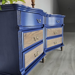 Large Night Stands: Navy Blue & Oak (set) Not Sold Individually - Etsy