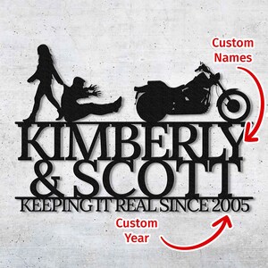 Humorous Biker Couple - Personalized Metal Wall Art | Biker Couple | Motorcycle Couple | Biker Gift | Valentine&#39;s Day Gift | Anniversary