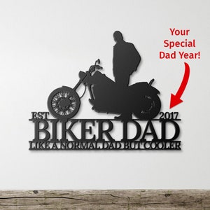 Biker Dad - Cooler Than Normal Dad - Personalized Metal Wall Art | Valentine&#39;s Day Gift | Father&#39;s Day | Birthday | Anniversary | Harley