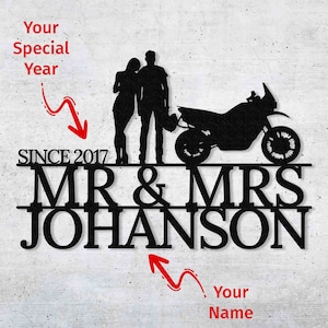 Adventure Biker Couple - Personalized Metal Wall Art | Biker Couple | Motorcycle Couple | Biker Gift | Valentine&#39;s Day Gift | Anniversary