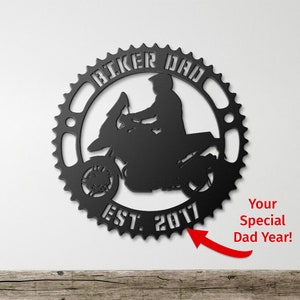 Adventure Biker Dad - Personalize Metal Wall Art | Biker Sign | Valentine&#39;s Day Gift | Harley Rider Gift | Anniversary Gift