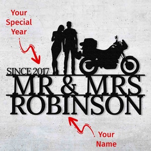 Adventure Biker Couple - Personalized Metal Wall Art | Biker Couple | Motorcycle Couple | Biker Gift | Valentine&#39;s Day Gift | Anniversary