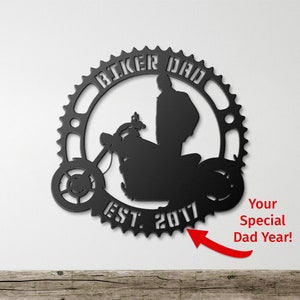 Harley Biker Dad - Personalized Metal Wall Art | Biker Sign | Valentine&#39;s Day Gift | Harley Rider Gift | Anniversary Gift