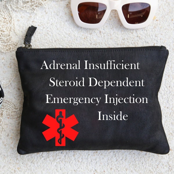 Adrenal Insufficiency, Addisons Disease, Addisons Emergency Kit Bag, Emergency Injection Bag for Travel, Accessory Pouch w T-bottom