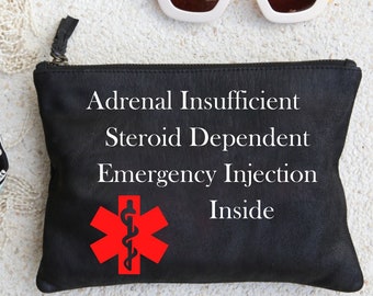 Adrenal Insufficiency, Addisons Disease, Addisons Emergency Kit Bag, Emergency Injection Bag for Travel, Accessory Pouch w T-bottom