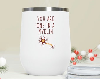 Neuron Art Wine Tumbler | Personalized Neurology Gift for Doctors | Engraved Neuroscience Brain Science Cup