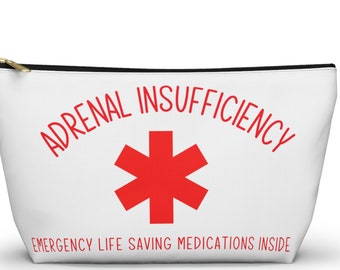 Adrenal Insufficiency Zipper pouch , gift medication, medical alert bag, Addison disease, medical bag, diabetic supply bag