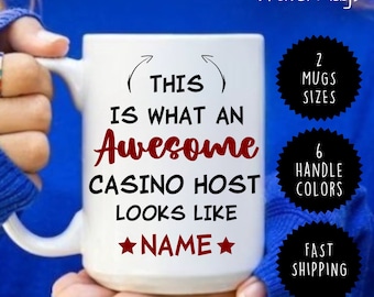 Casino Host Gift - Personalized Casino Host Mug, Appreciation Present for Casino Staff, Funny Gambling Themed Coffee Cup