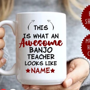 Personalized Banjo Mug, Banjo Player Gift, Teacher Mug, Banjo Mug, Banjo Teacher, Banjo, banjo Teacher Gift, Teacher Gift, Banjo gift