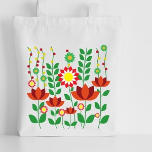 Floral Tote Bag, Botanical Print, Flower Bag, Wildflowers Tote Bag, Floral Canvas Tote Bag, Shopping Bag, Mother&#39;s Day Gift, Gift For Mom