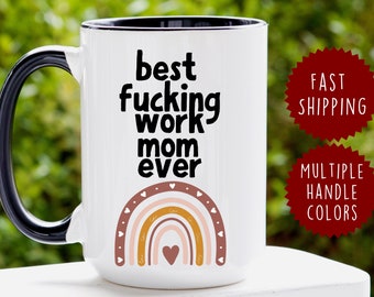Funny Work Mom Coffee Mug | Rainbow Design, Multiple Colors