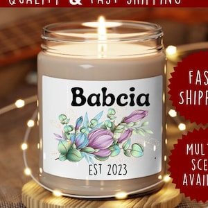 Babcia EST 2023, New Babcia Gift, Pregnancy Announcement for Babcia, Pregnancy Reveal to Babcia, Baby Announcement, 100% soy candle