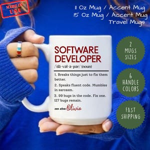Funny Software Developer Mug, Programmer Coffee Cup, Coding Gift for Developer, Geek Humor Mug, Customizable Tech Gift