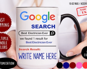 Funny Electrician Mug, Google Search, Personalized Gift