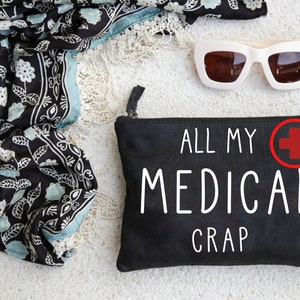 Medical Crap Bag, Funny Travel Pouch, Inhaler Carrier, Diabetes Accessories, Gift for Diabetic