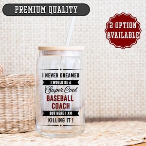 Baseball Coach Sipper Glass – Custom Team Gift – Coach Appreciation Tumbler – Sports Mentor Gift