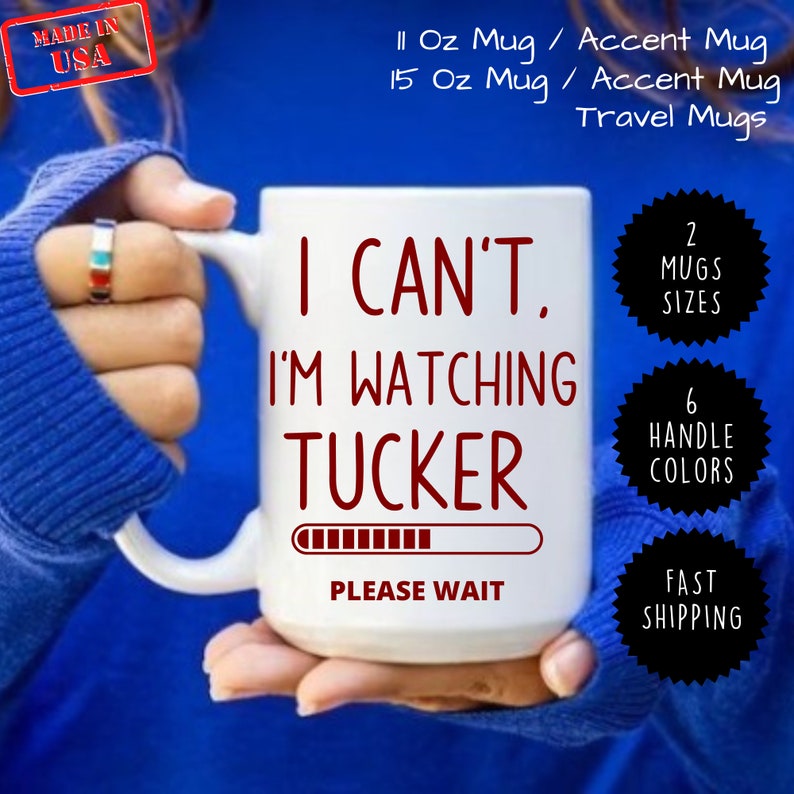 tucker carlson mug, conservative gift, republican present, funny political cup, right wing humor, fox news fan gear, patriot drinkware, election 2024 art, usa themed coffee, news anchor parody, men birthday gift, republican dad mug, political satire
