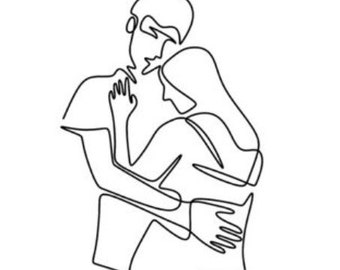 Single continuous line drawing romantic of male and female couple