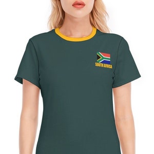 South Africa International Sports Supporters 100% Cotton Women’s T-Shirt for Rugby Union, Soccer, Rugby League, Football, Cricket, Tennis