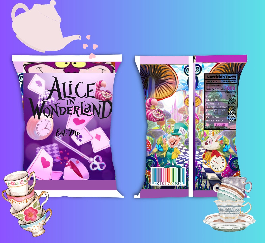 Alice in Wonderland Chip Bag Alice in Onederland Party Decor alice in ...