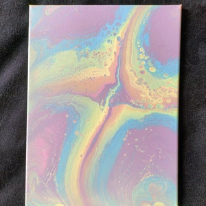 Arcobaleno pastello: pittura acrilica originale, arte fluida